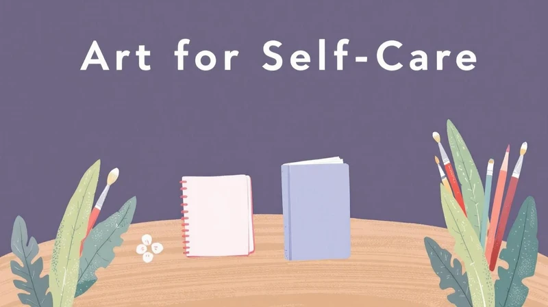 Art for Self-Care: sketchbook, book, paintbrushes