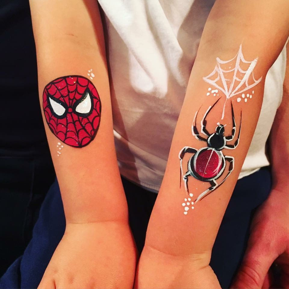 Spiderman face paint tattoo