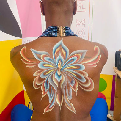 Beautiful body paint on female back.