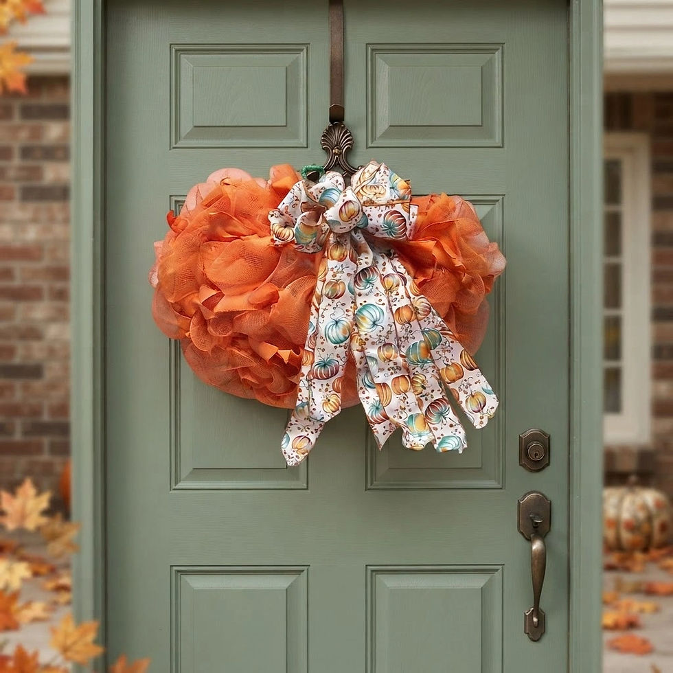 Thumbnail: Autumn Pumpkin Wreath with Decorative Bow