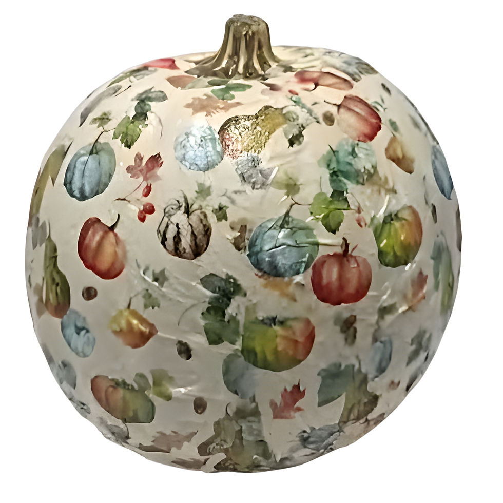 Thumbnail: Set of 4 Decoupaged Craft Pumpkins – Vintage Fall Decor