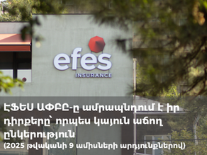 ԷՖԵՍ ԱՓԲԸ-ը ամրապնդում է իր դիրքերը՝ որպես կայուն աճող ընկերություն (2025 թվականի 9 ամիսների արդյունքներով)