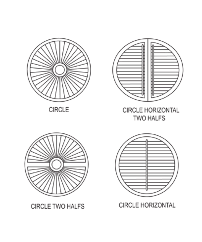 Shutters for round windows are specially made to measure