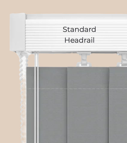 grey vertical blind with white header