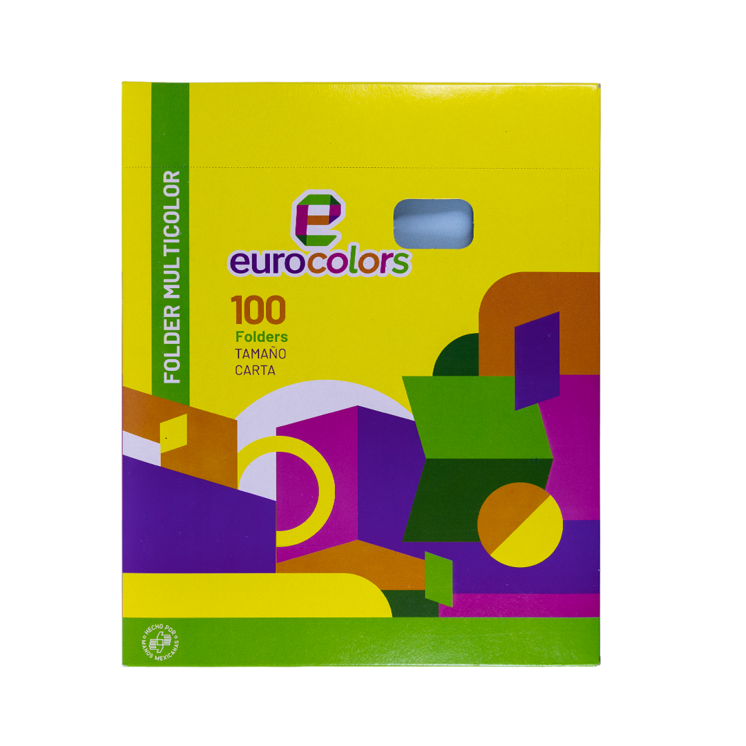 FÓLDER AZUL PASTEL CARTA 100 PZAS.