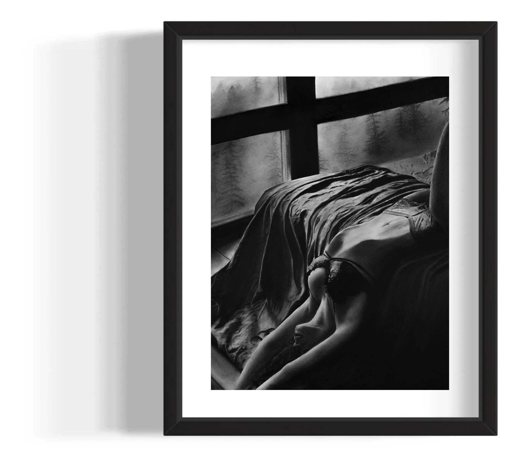 Lying Here, black frame - Arnaldo Wilson