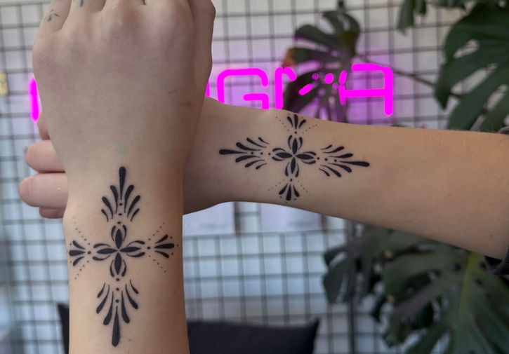 ornamental delicate wrist tattoo in cheltenham
