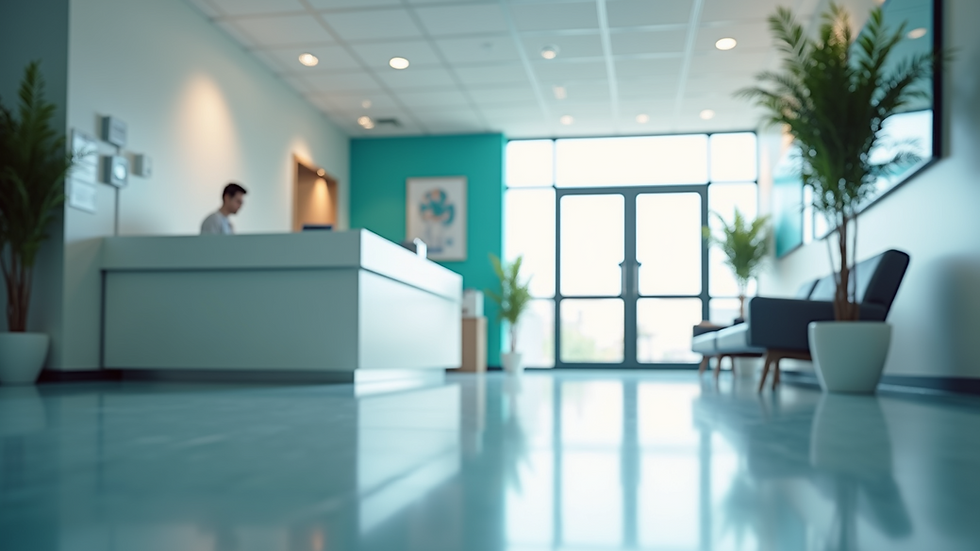 Eye-level view of a modern medical clinic reception area