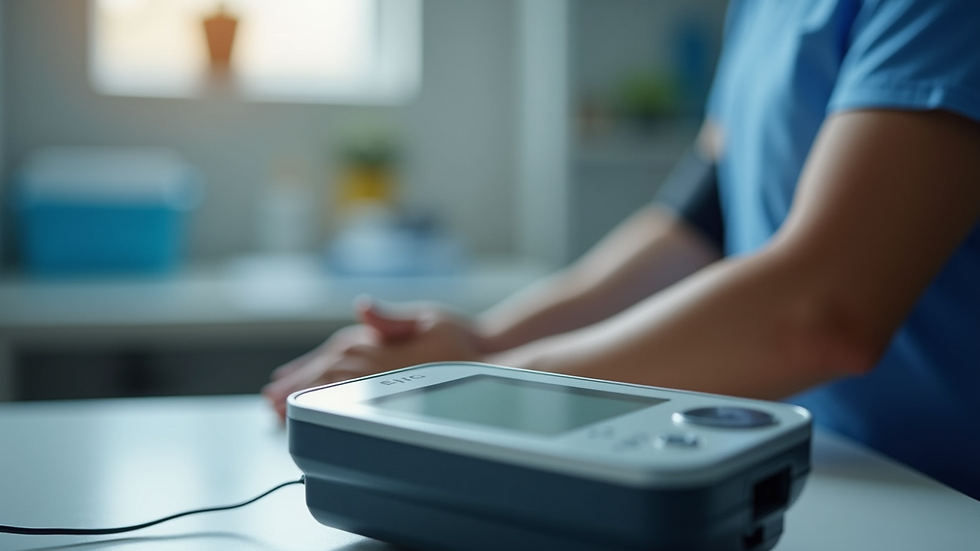 Close-up view of a blood pressure monitor during a DOT physical exam