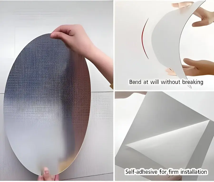 Thumbnail: Plastic Oval Shape Adhesive Mirror Sticker for Wall On Tiles Bedroom Liv