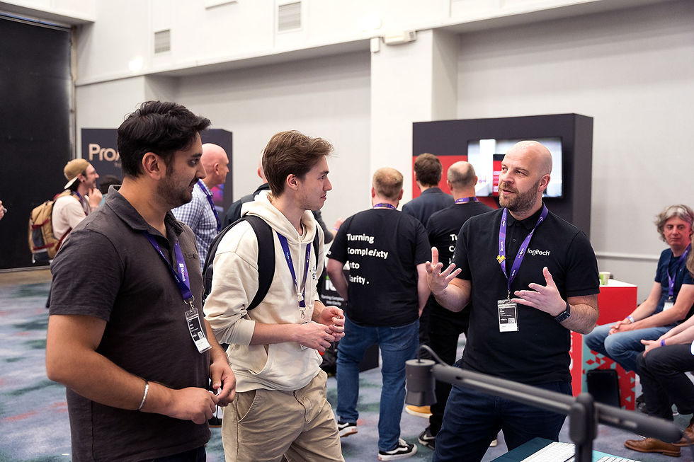 Talking to customers on a stand at MacAD.UK