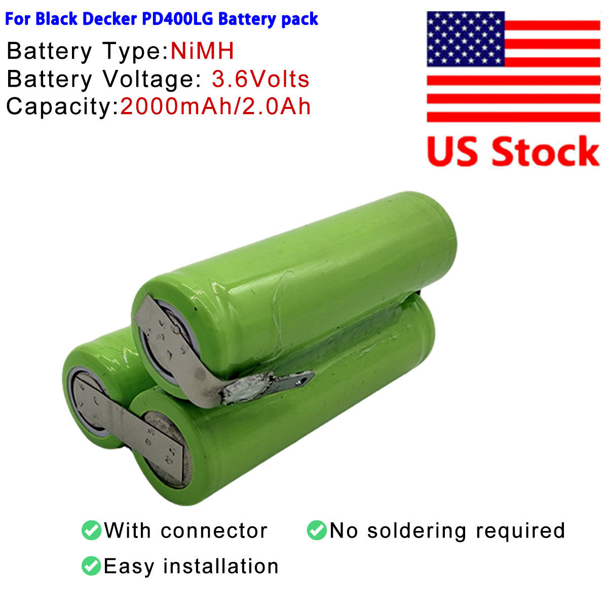 Battery for Black Decker PD400LG 3.6 Volt Driver Screwdriver Power Tool battery