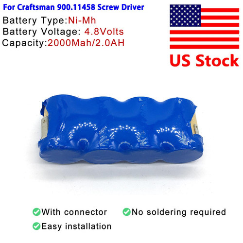 4.8V 2000mAh Battery Pack for craftsman 900.11458 cordless screw