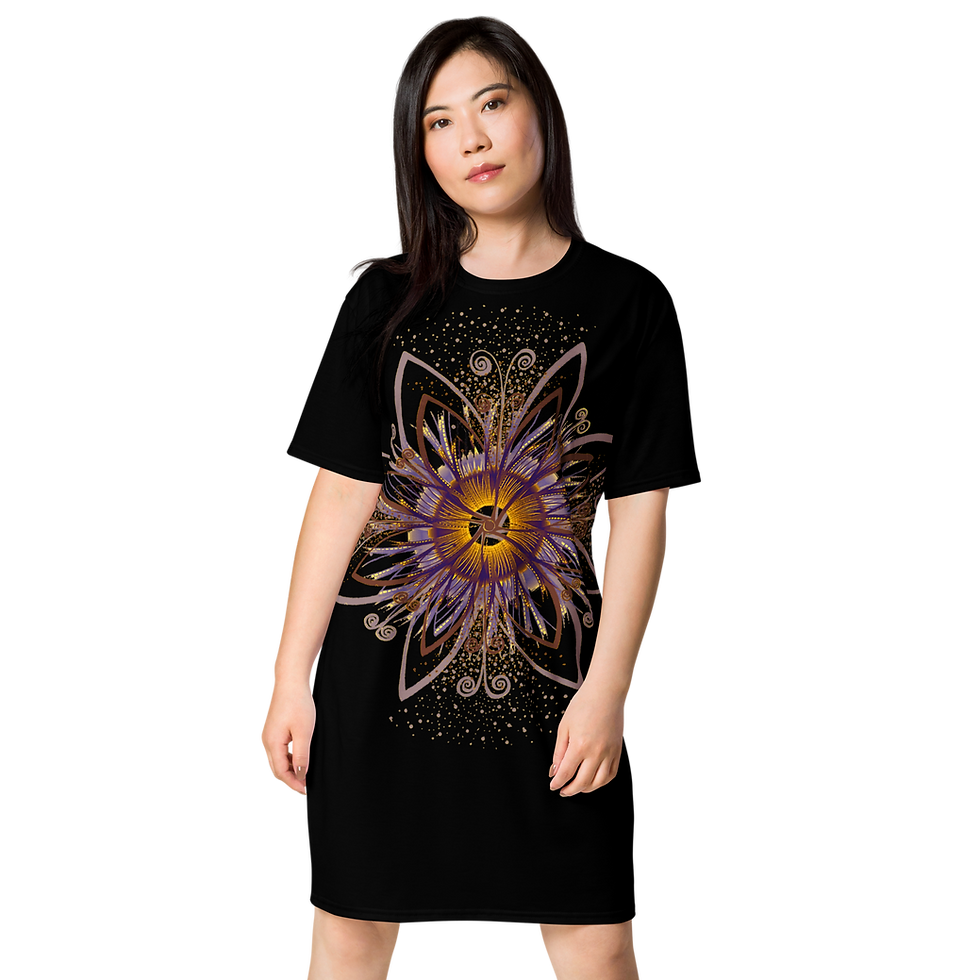 Thumbnail: Passionflower Wearable Art T-shirt dress by SamiArtStyle
