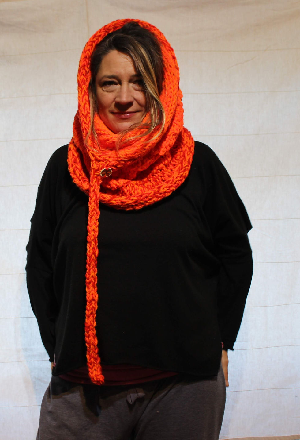 Thumbnail: Seriously slouchy snood neon orange