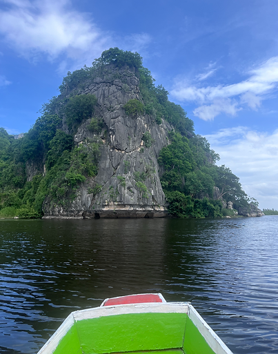 Ici les falaises calcaires tombent directement dans le marais d'eau douce (Khao sam roi yot avec guide francophone)