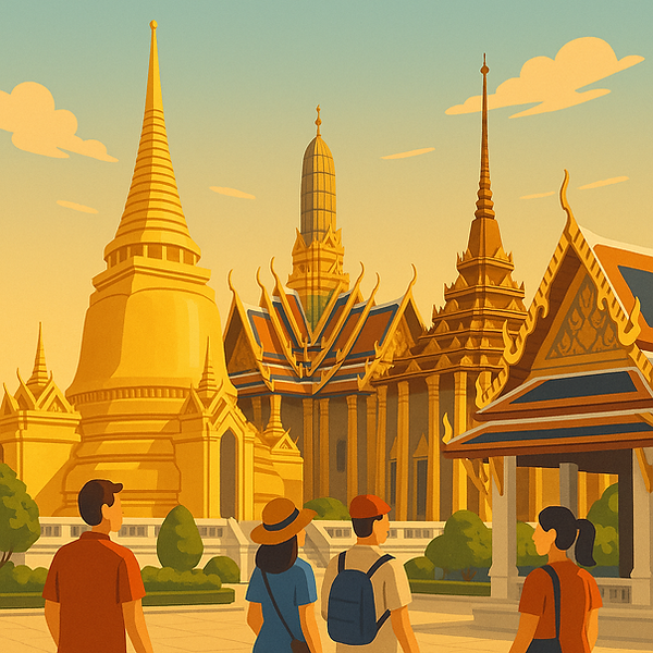 Représentation du Grand Palais et Wat Phra Kaew à découvrir dans votre Guide de Bangkok.