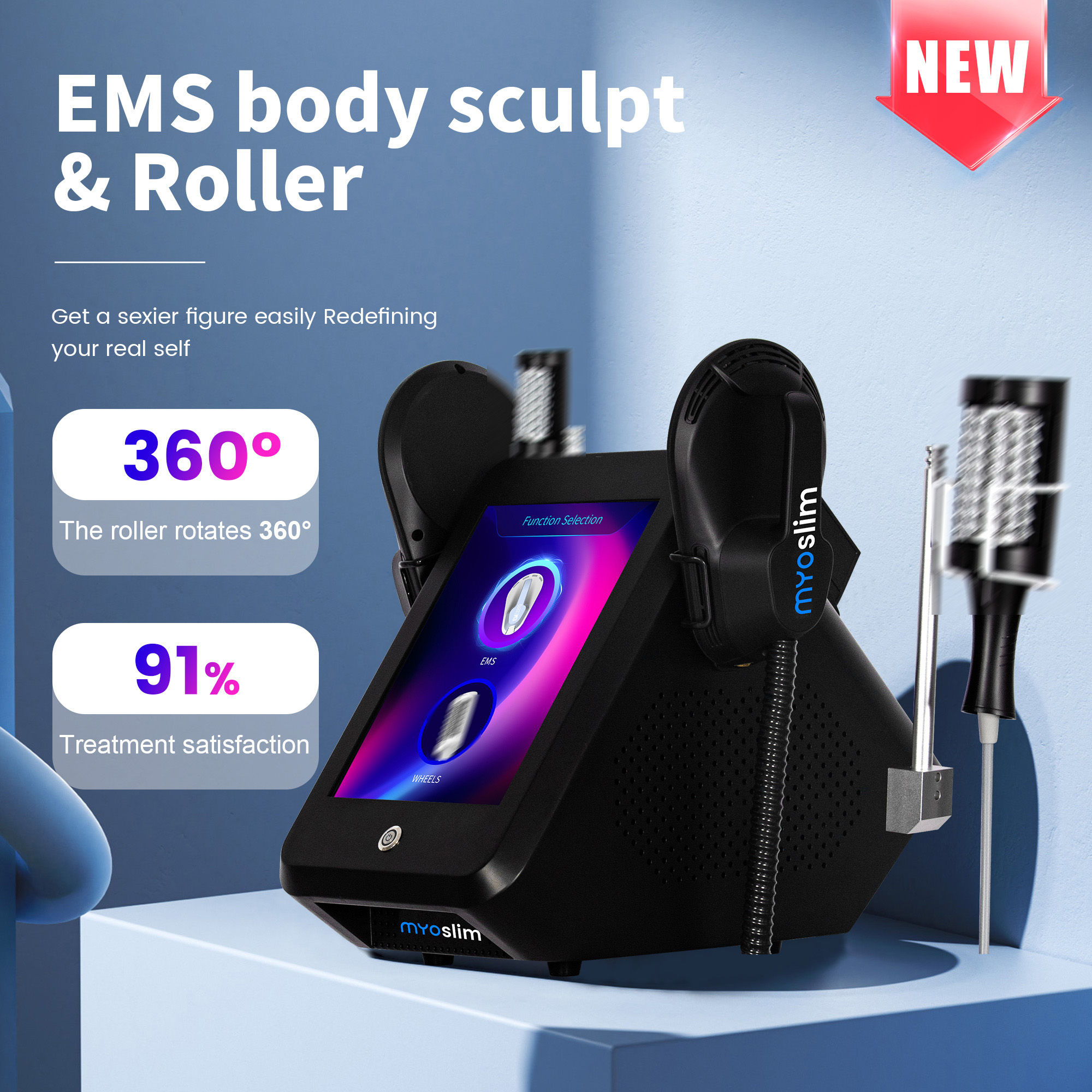 2 IN 1 200HZ EMS Roller Cellulite Reduction Inner Ball Roller 360 Degre