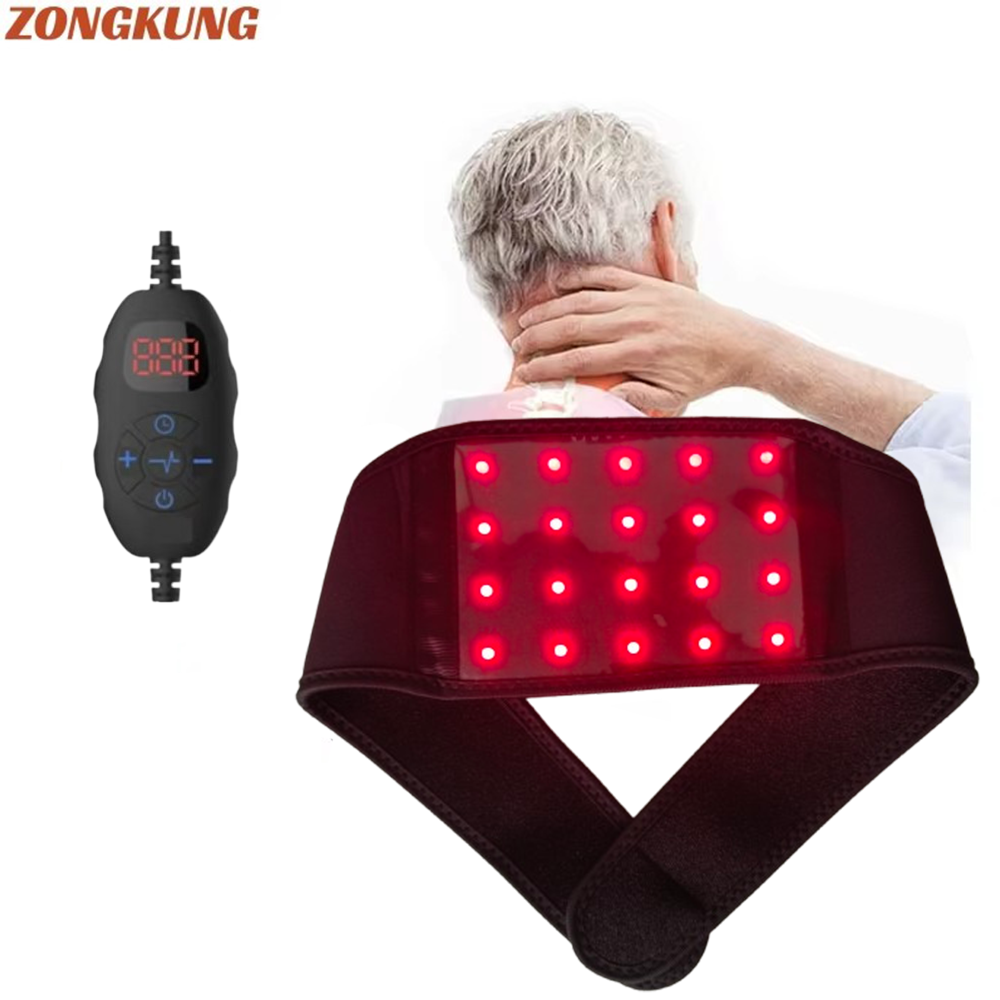 20 PCS LEDs Red Light Therapy Belt Neck Pain Relief Neck Massager Wearable W