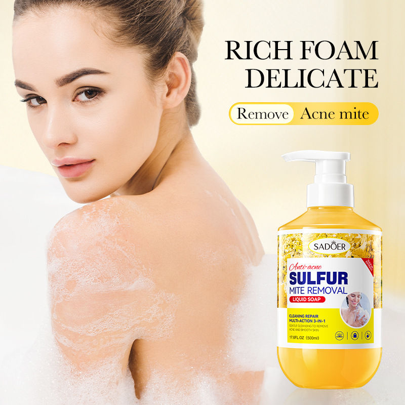 500m Anti-Mite Sulfur Shower Gel Deep Cleansing Oil-Control Anti-Acne