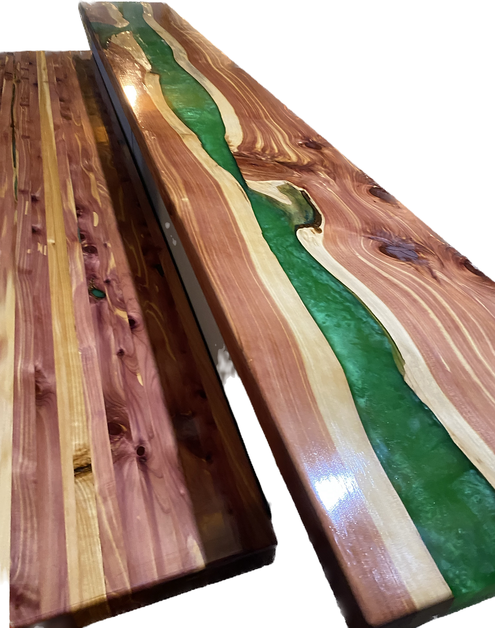 Green Epoxy River Home bar- Austin, TX