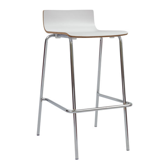low back wood stools with foot rest in white finish