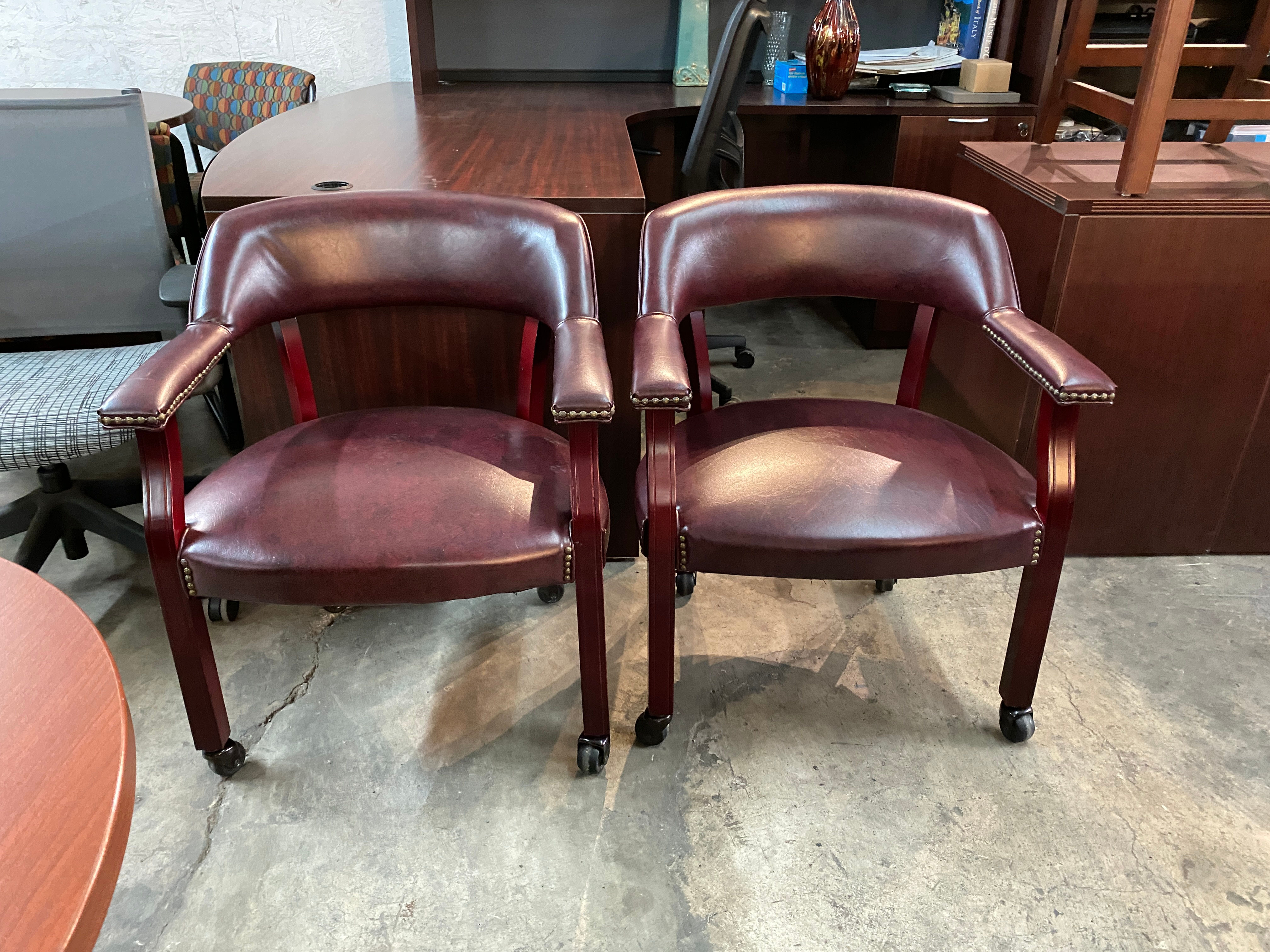 Traditional waiting chairs with casters
