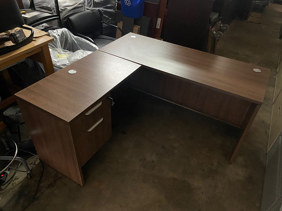 Thumbnail: New Single cabinet L shaped desk 