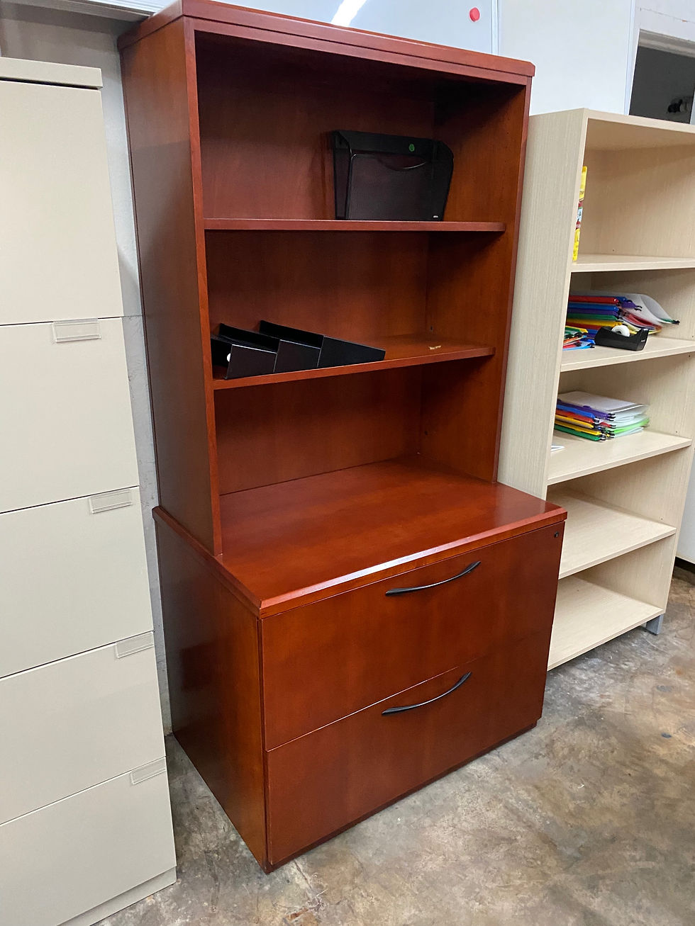 Thumbnail: Allsteel 2 drawer lateral file cabinet with hutch 
