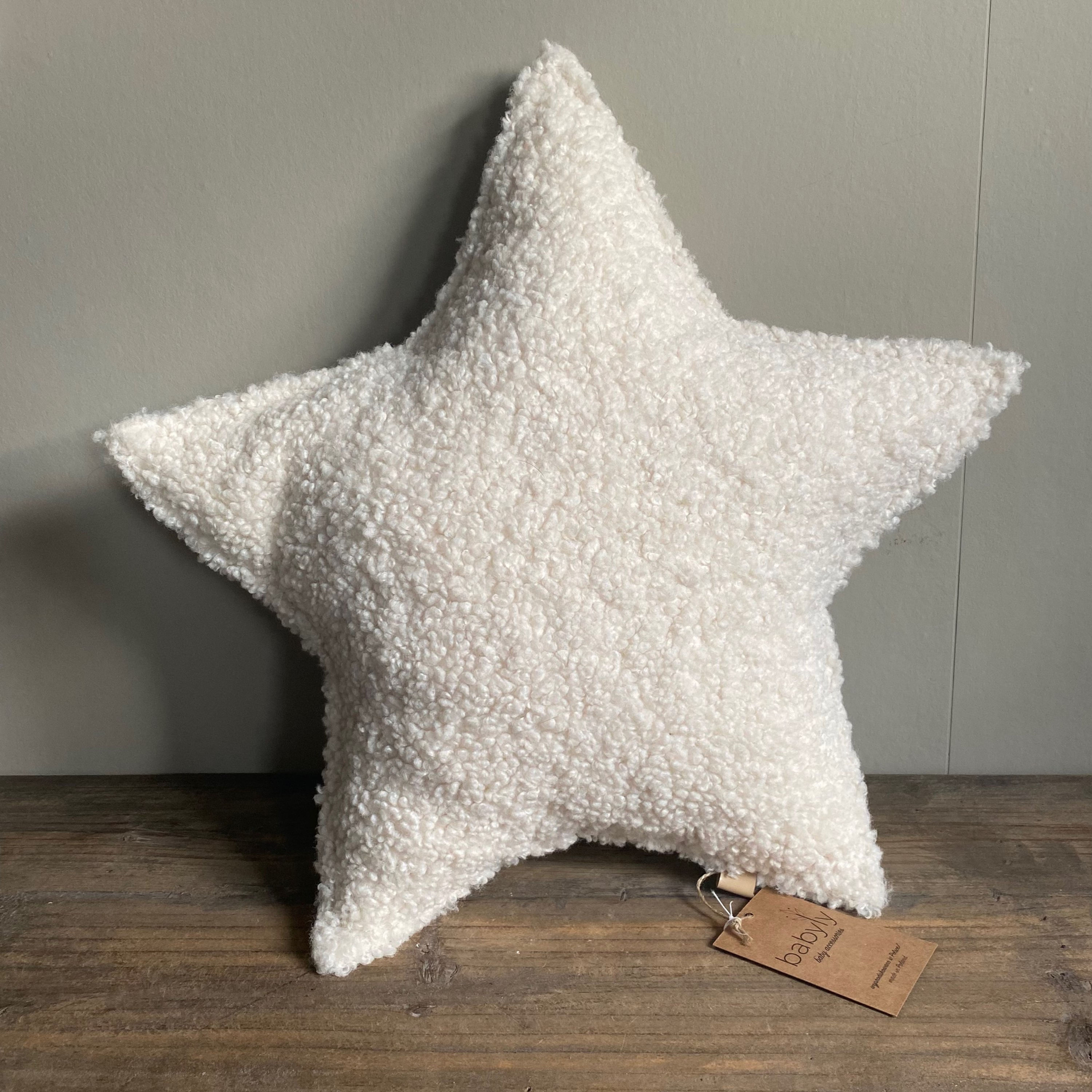 Babyly - Teddy kussen ster groot wit