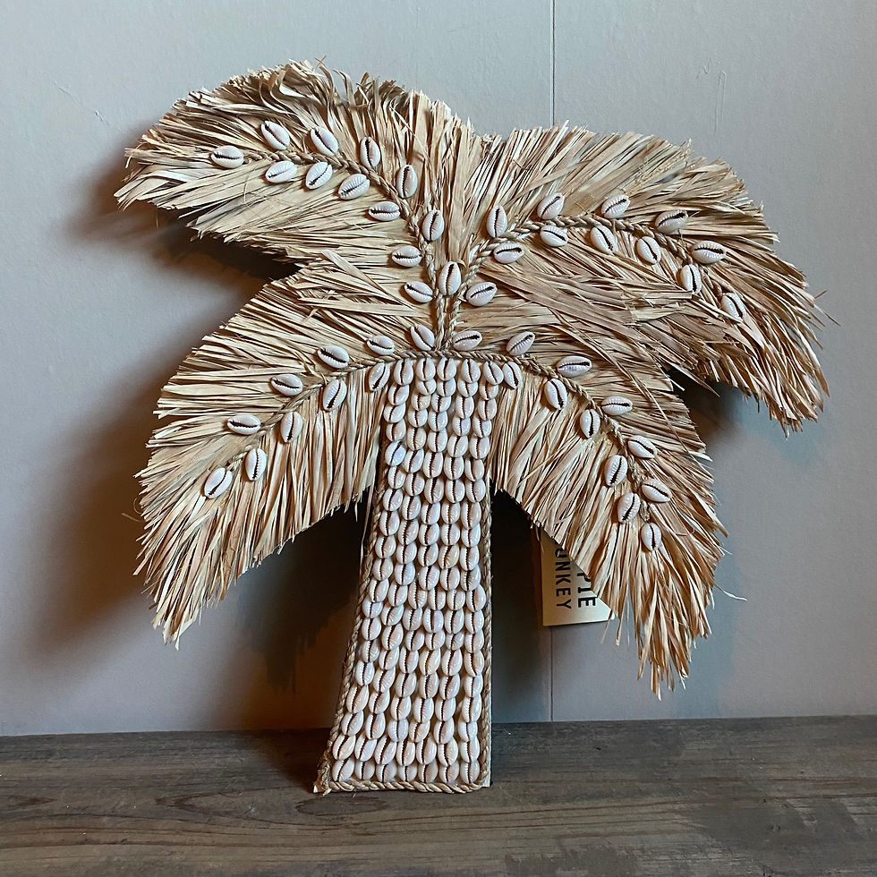 Hippie Monkey - Raffia schelpenhanger palmboom