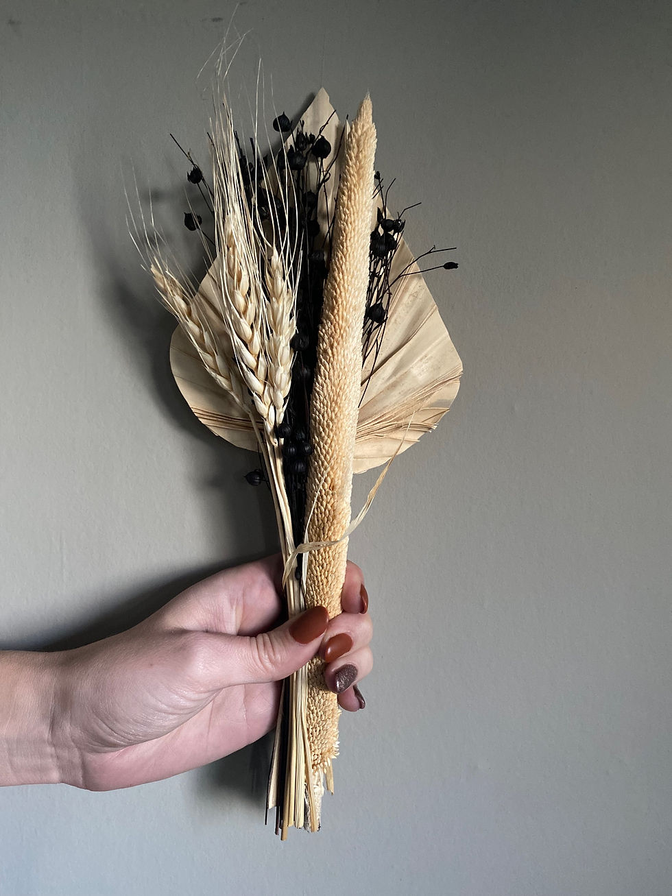 Mini droogboeketje beige/zwart