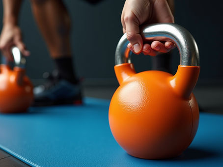 athlete gripping a kettlebell