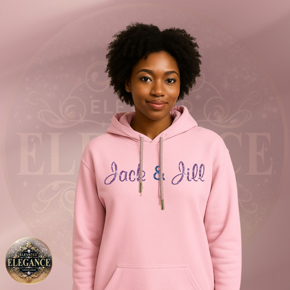 JJOA Women's Bling Cursive Jack and Jill Hoodie