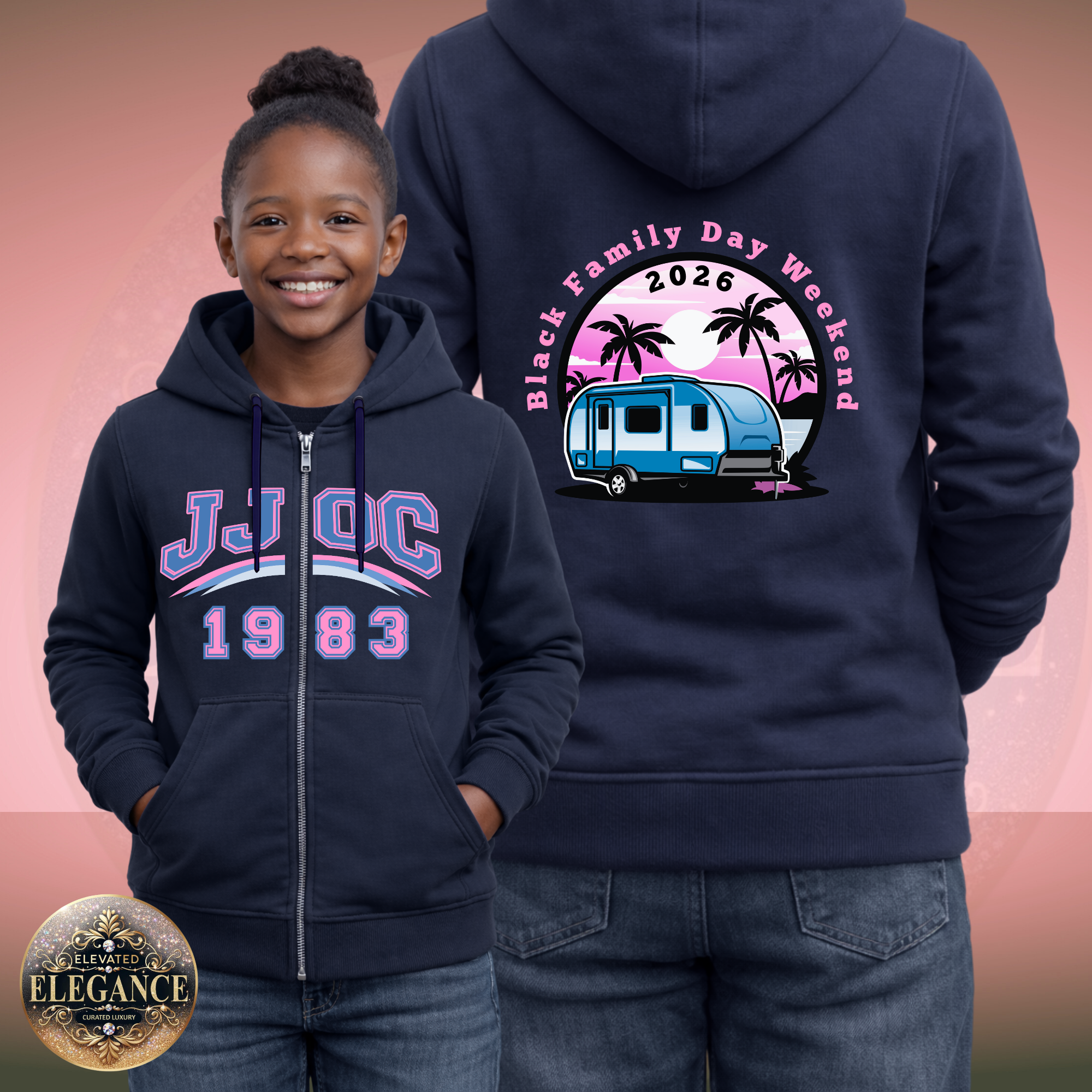 JJOC Black Family Day for Girl's Zip-Up Hoodie