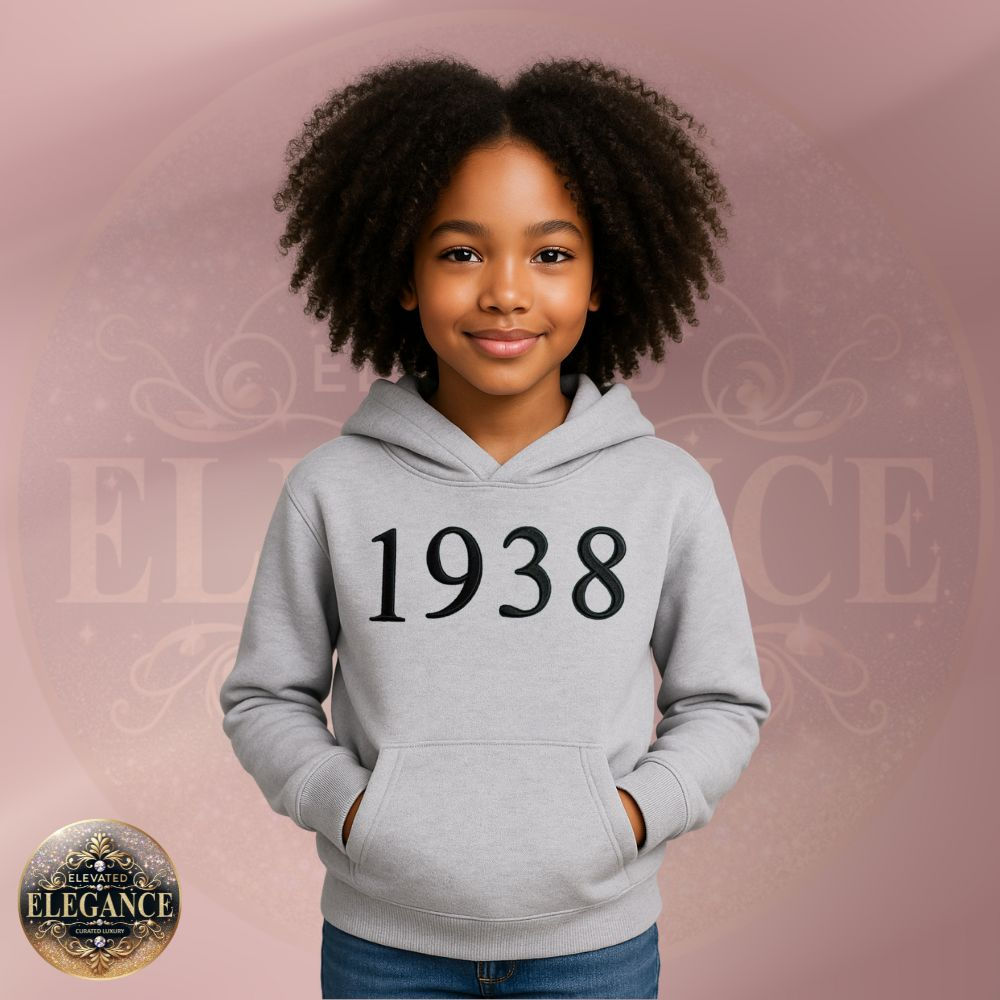 JJOA Girl's 3-D Puff Embroidered 1938 Hoodie