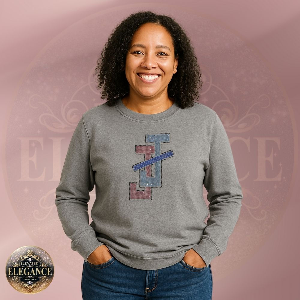 JJOA Women's Bling Interlocking J's Logo Crew Neck
