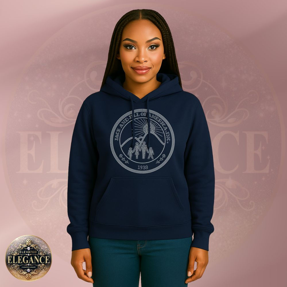JJOA Women's Bling Clear Round Logo Hoodie
