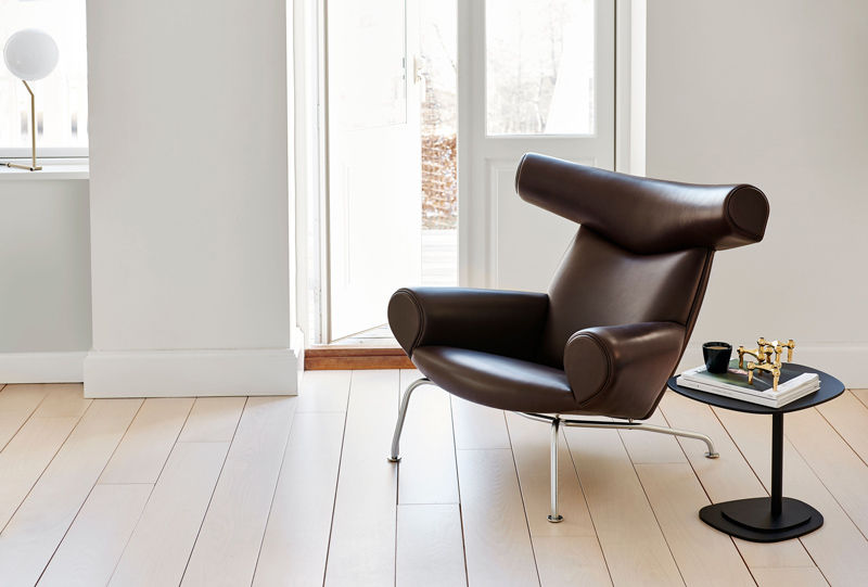 Miniaturebillede: Ox-Chair | Hans J. Wegner | EJ100 Sort | Sort Cava læder