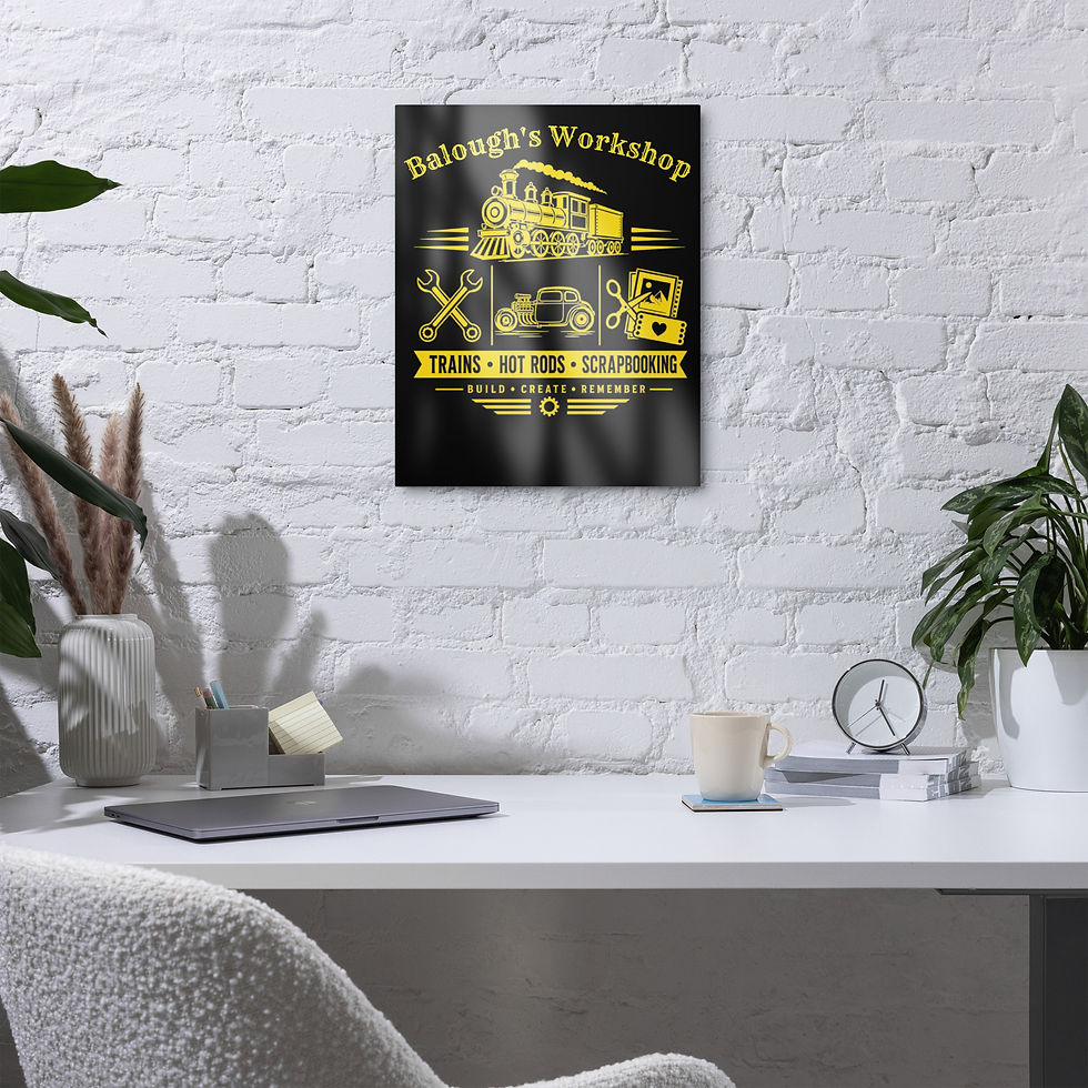 Thumbnail: Balough's Workshop' Trains, Hot. Rods & Scrapbooking Garage Metal sign