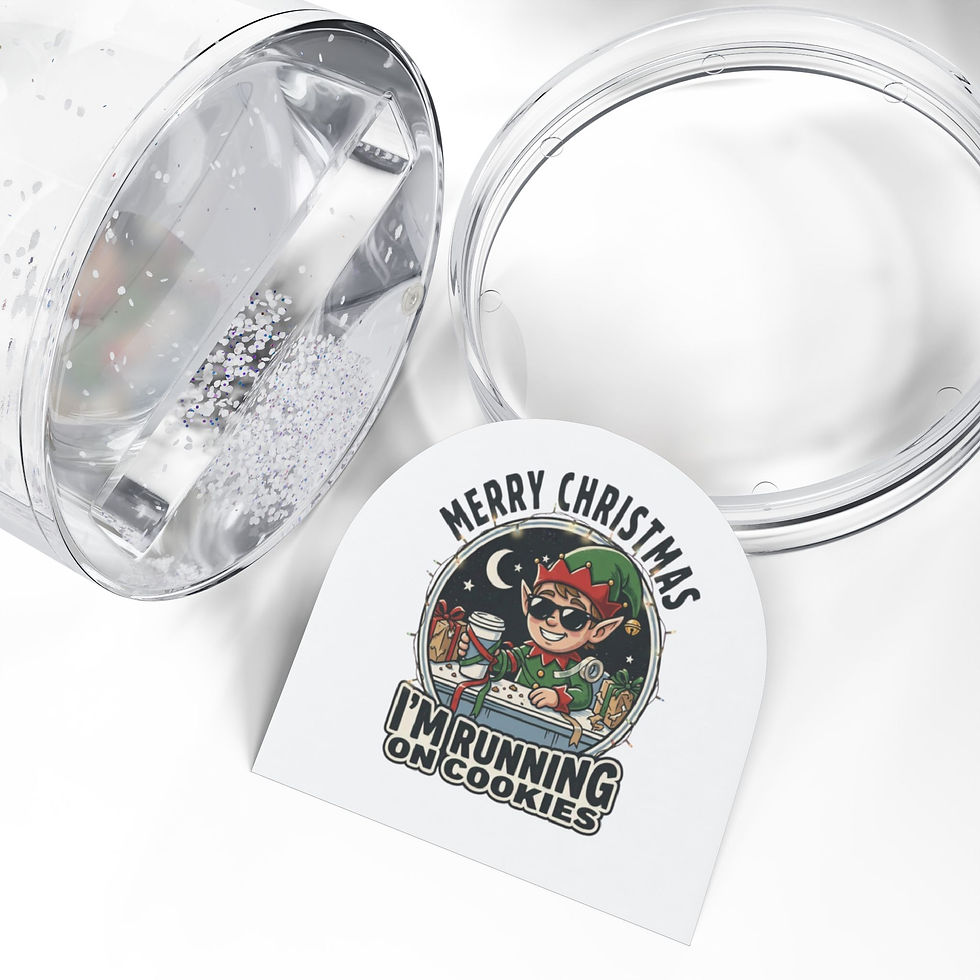 Thumbnail: Merry Christmas I'm Running On Cookies Elf Holiday Decor Snow Globe