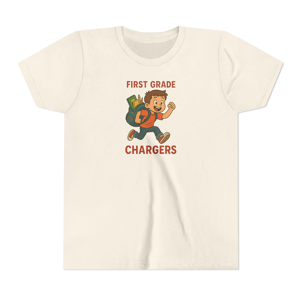 Thumbnail:  First grade Chargers Youth Tee, Back to School Shirt, Kids Graphic T-Shirt