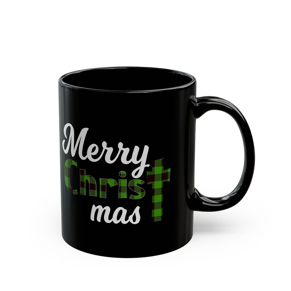 Thumbnail:  Merry Christmas  green plaid 11oz Black Mug