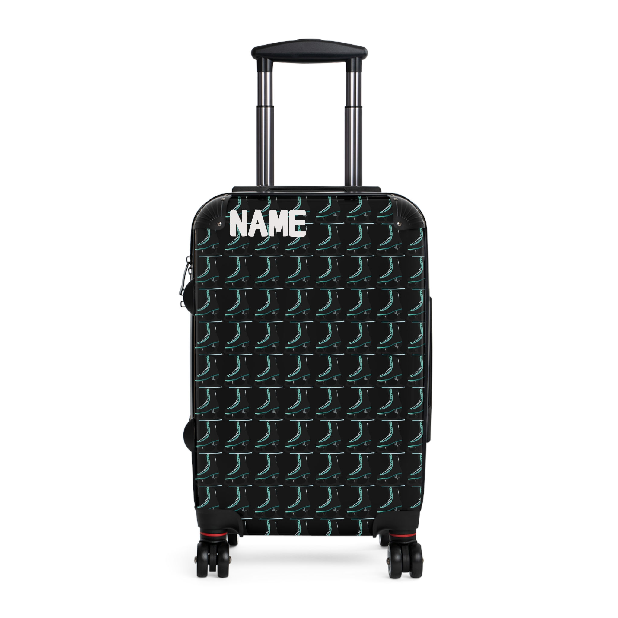Personalized Green & Black Ice Skating Bag — Custom Skater Suitcase