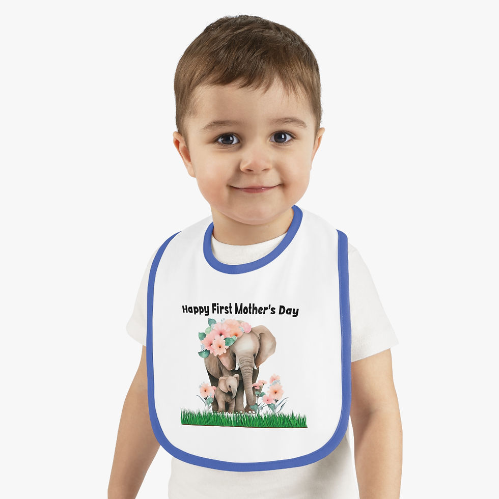 Thumbnail: Happy first Mother's Day Baby Contrast Trim Jersey Bib