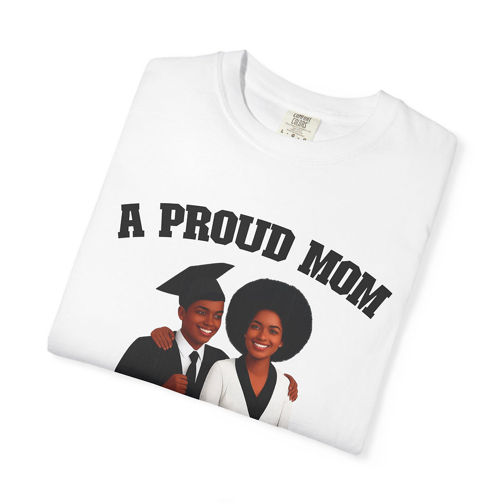 Thumbnail: A proud black mom of a graduate (add the year) Unisex Garment-Dyed T-shirt