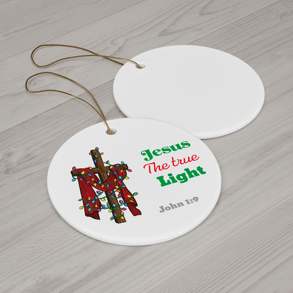Thumbnail:  Jesus is the true light John 1:9 Bible versus Ceramic Ornament