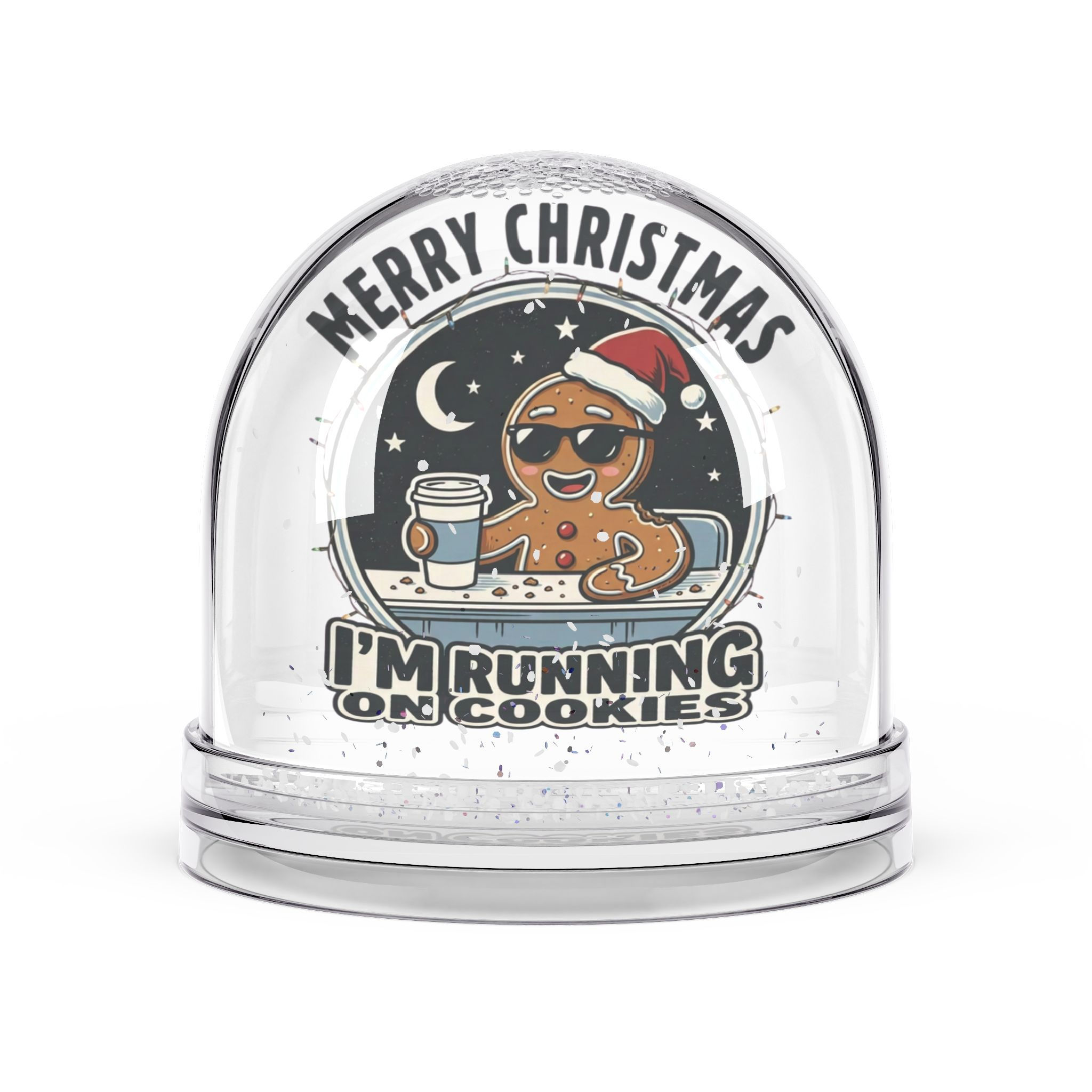 Merry Christmas "I'm Running on Cookies" Gingerbread Holiday Decor Snow Globe