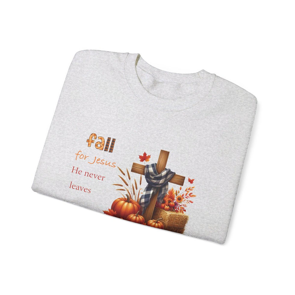 Thumbnail: fall for Jesus he never leaves Unisex Heavy Blend Crewneck Sweatshirt