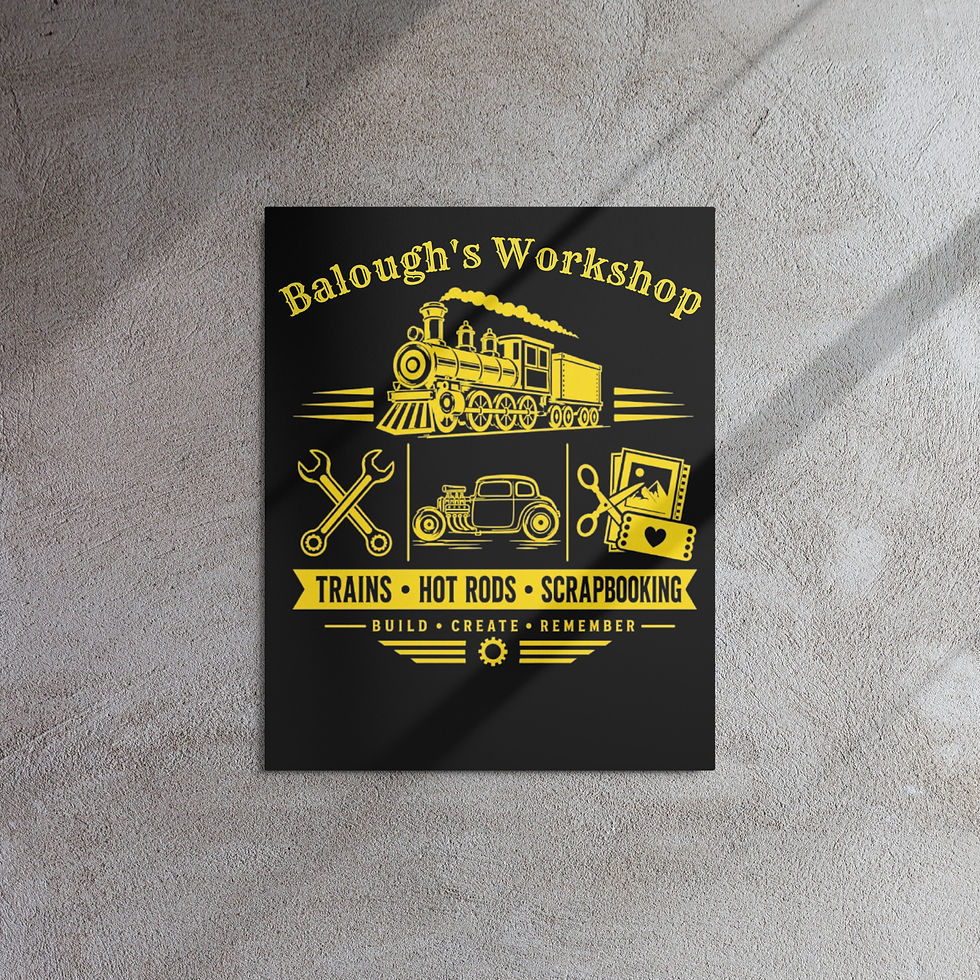 Thumbnail: Balough's Workshop' Trains, Hot. Rods & Scrapbooking Garage Metal sign